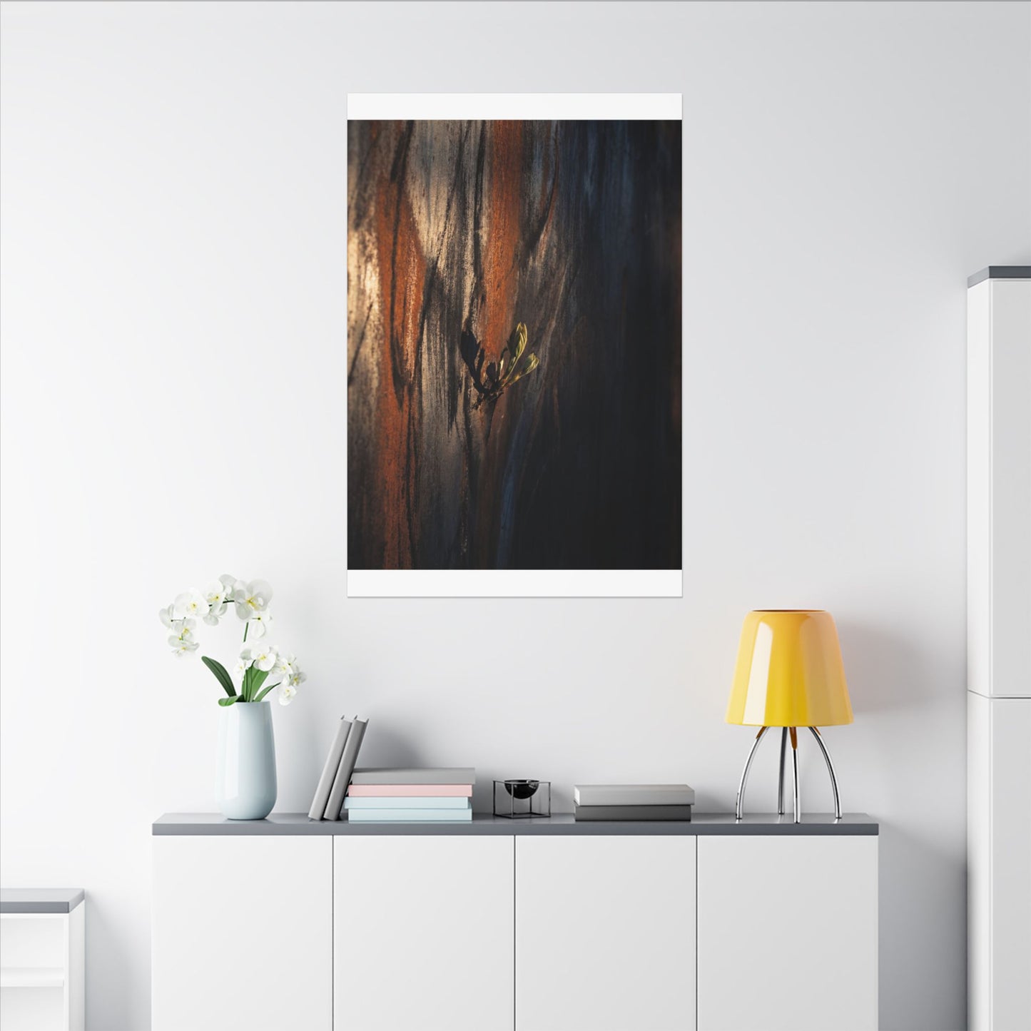 Rust Patina Charcoal Ink Canvas Art | Moody Dark Japandi Art