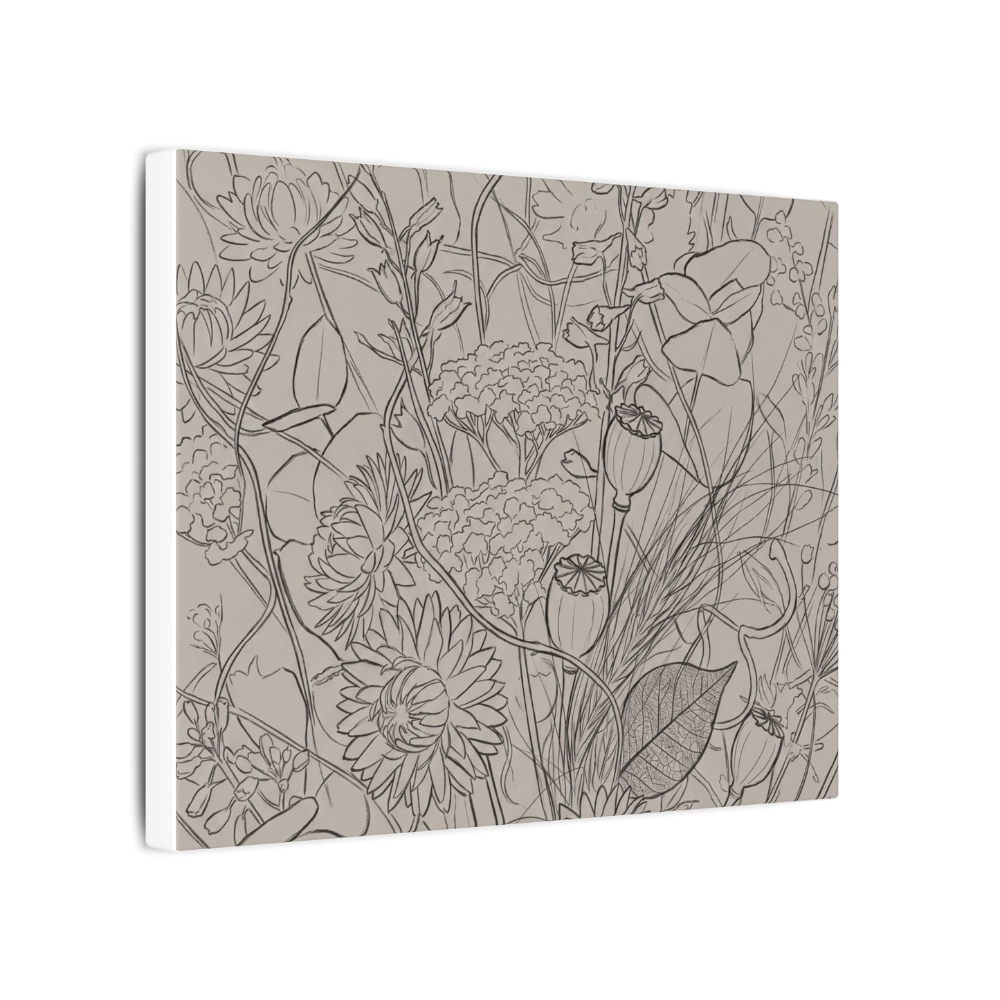 Summer Dried Flowers Minimal Line Canvas Art | Elegant Decor