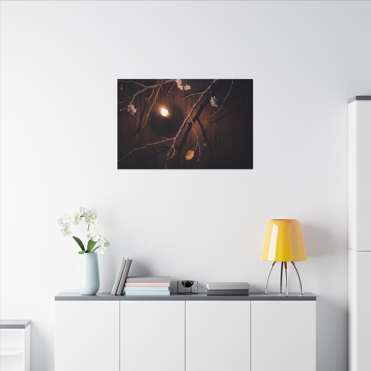 Datsuzoku Cherry Blossom Canvas Art - Dark Japandi Moody Minimal