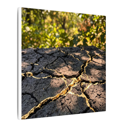 Shibui Cracked Earth Canvas Art - Kintsugi Gold Repair