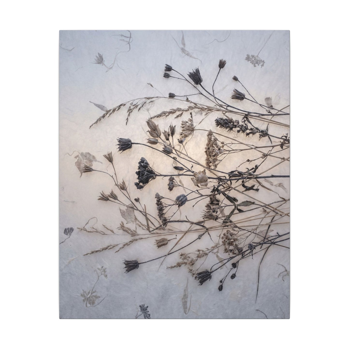 Elegant Dried Flowers Canvas Art - Japanese Pattern Japandi