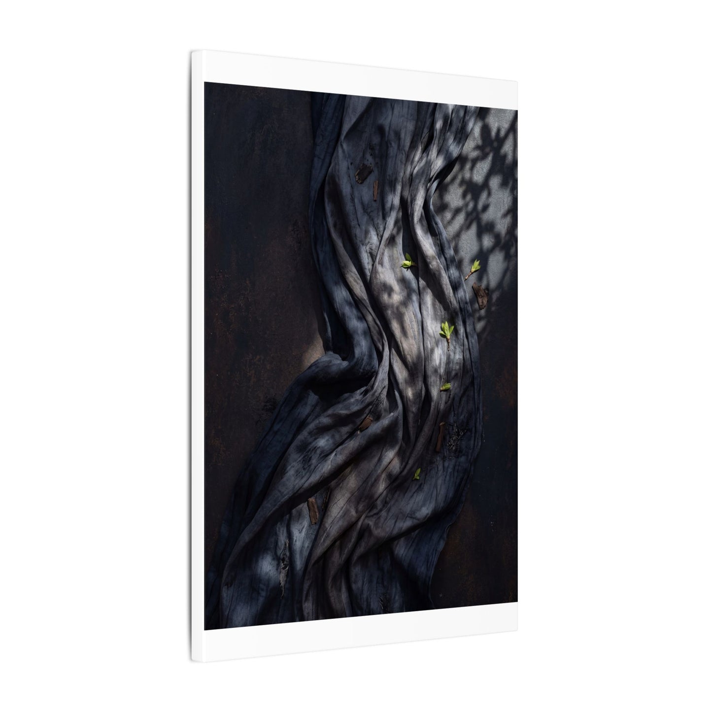 Seijaku Silk Drape Canvas Art - Dark Japandi Dark Texture