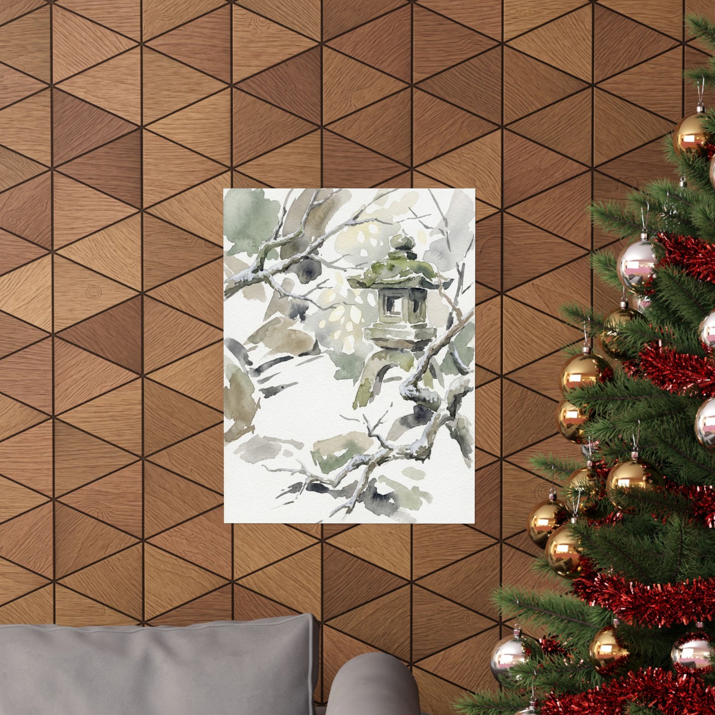 Dappled Stone Lantern Wall Art Print - Japandi Ma