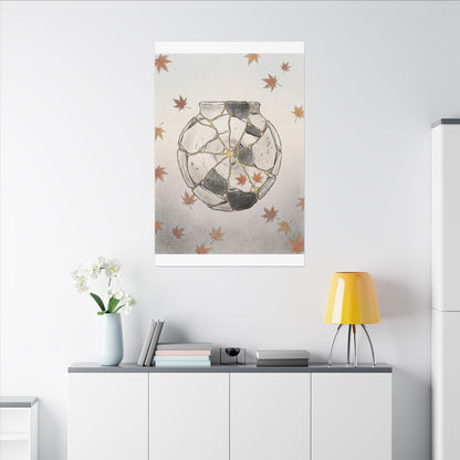 Japandi Broken Pottery in Dawn | Minimal Line Canvas Art