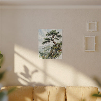 Pine Tree Spring Canvas Art | Japandi Neutral Design