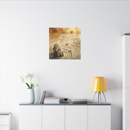Autumn Rock Garden Watercolor Canvas Art | Neutral Decor