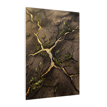Spring Cracked Earth Charcoal Ink Canvas Art | Luxurious Decor