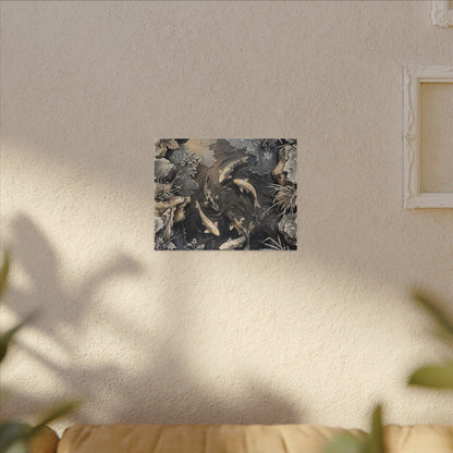 Koi Pond Canvas Art | Winter Japandi Japanese Pattern Art
