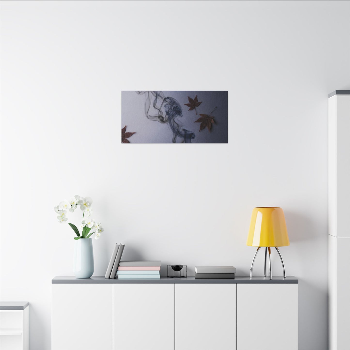 Dark Japandi Incense Smoke in Dawn | Moody Minimal Canvas Art