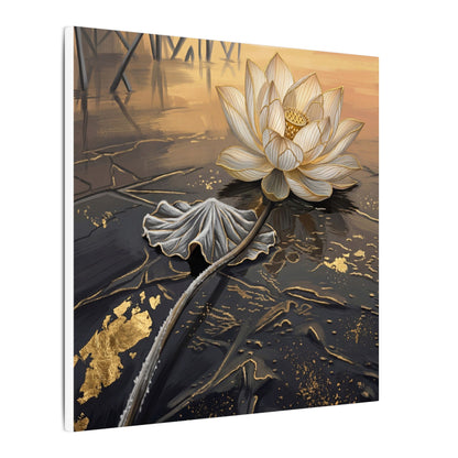 Kintsugi Lotus Flower in Golden Hour | Gold Vein Canvas Art