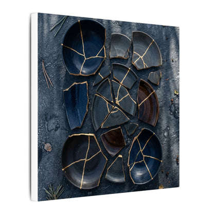 Dark Japandi Broken Pottery in Dappled | Shadow Zen Canvas Art