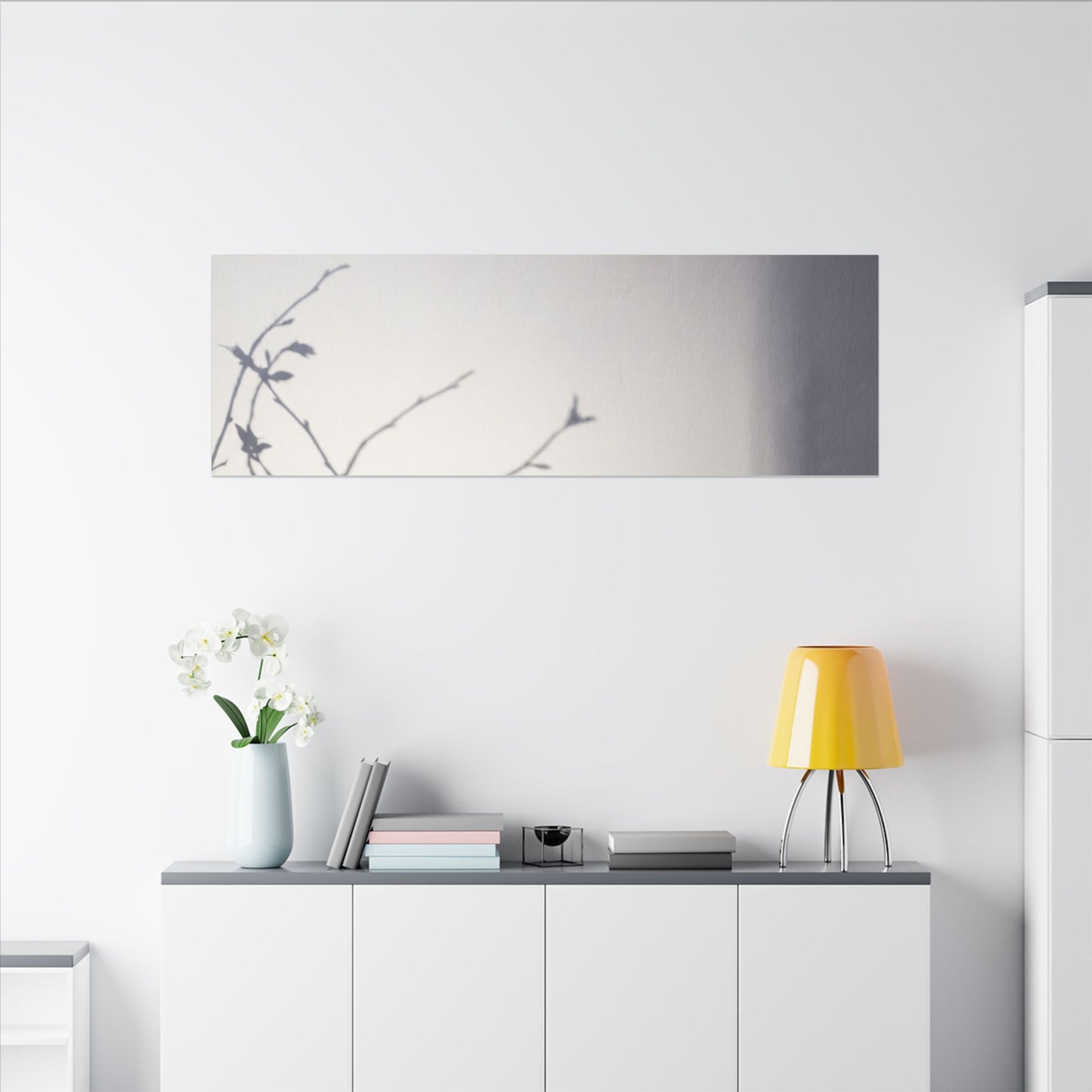 Japandi Shadow Play in Dawn | Japanese Pattern Canvas Art