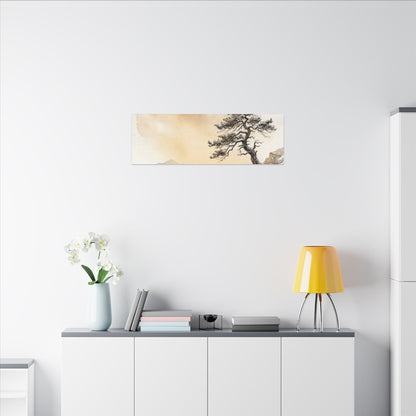 Pine Tree Canvas Art | Winter Japandi Watercolor Art