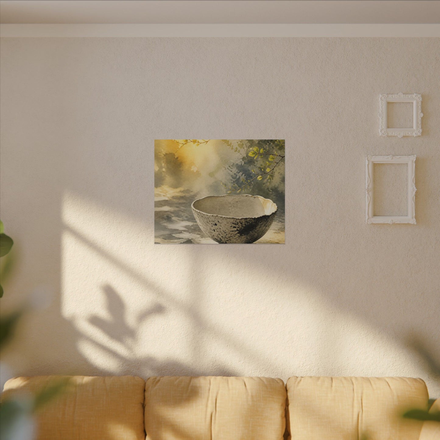 Cozy Ceramic Bowl Canvas Art - Watercolor Japandi