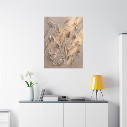 Japandi Dried Flowers in Golden Hour | Watercolor Canvas Art