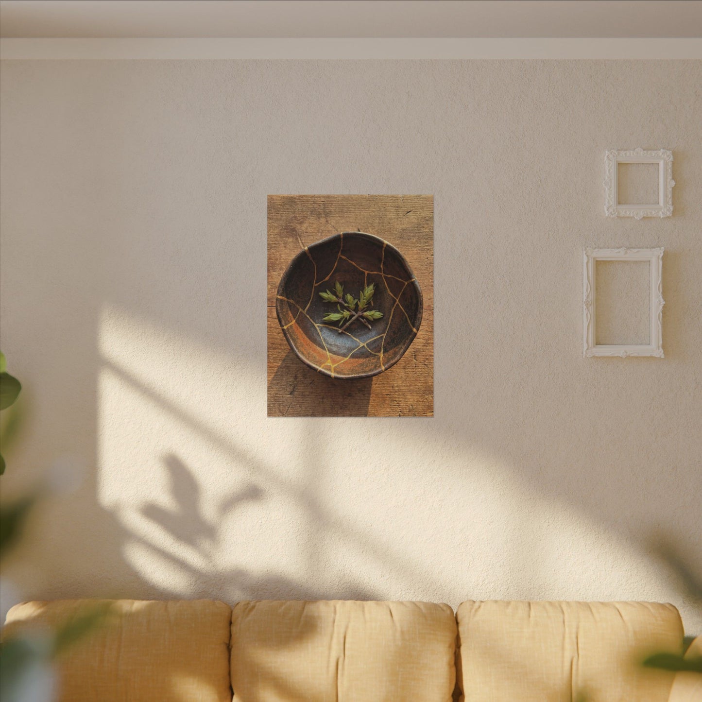 Ceramic Bowl Gold Repair Canvas Art | Resilient Kintsugi Art