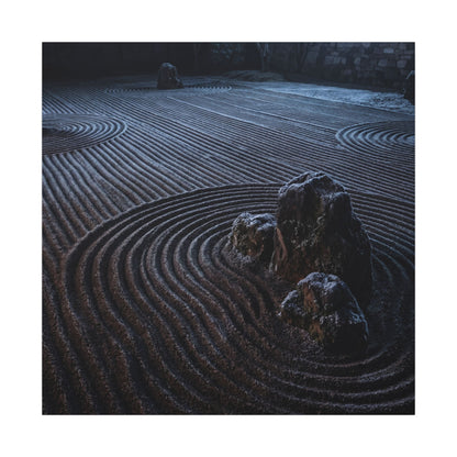 Moonlight Rock Garden Canvas Art - Dark Japandi Seijaku
