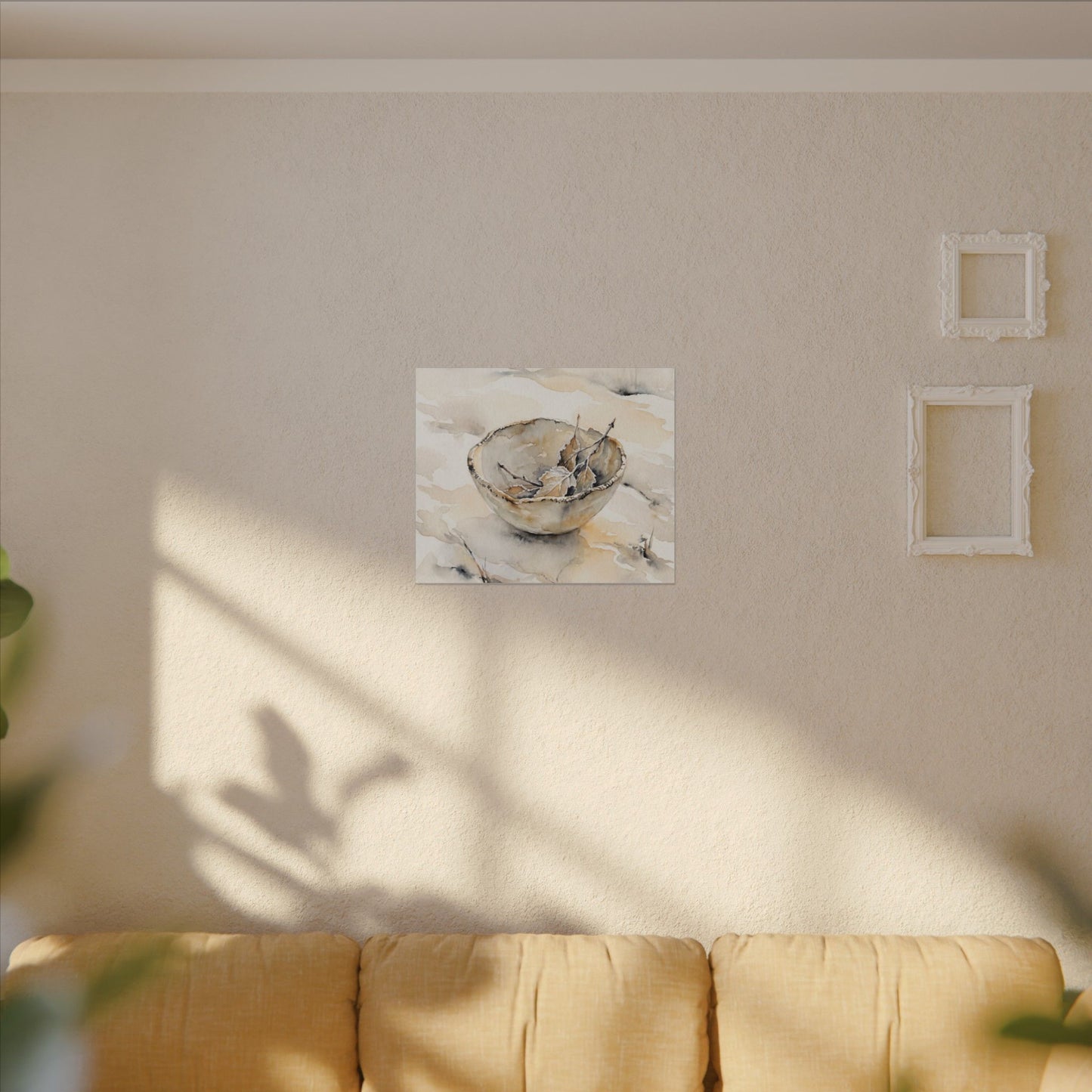 Ceramic Bowl Canvas Art | Winter Japandi Watercolor Art