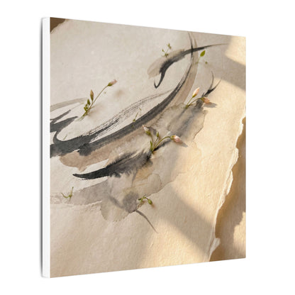 Ink Brushstroke Watercolor Canvas Art | Neutral Japandi Art