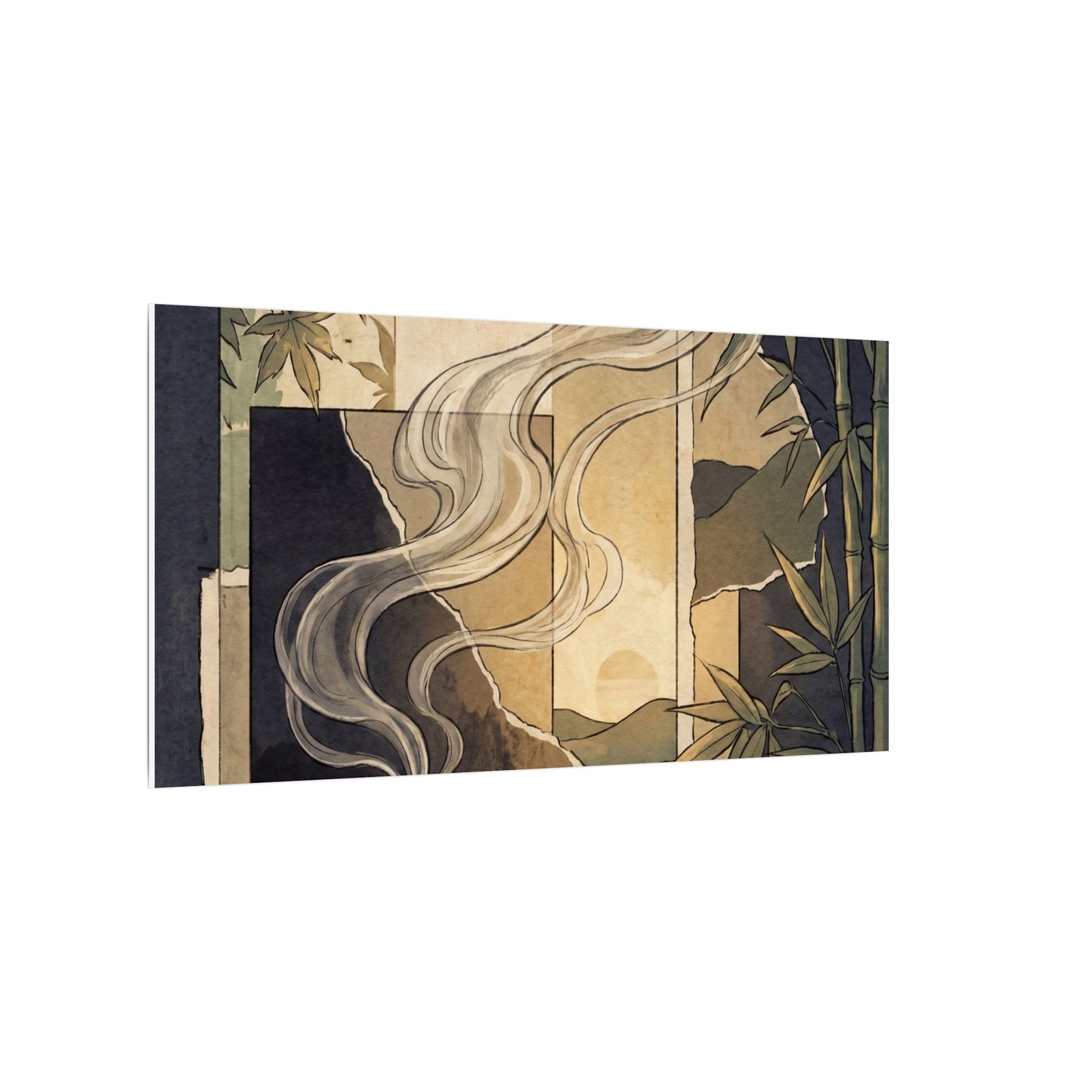 Tranquil Incense Smoke Canvas Art - Ukiyo E Inspired Zen