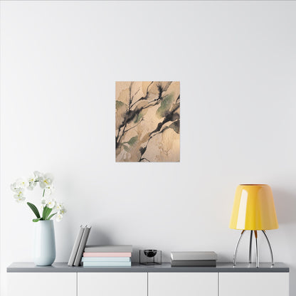 Japandi Shadow Play in Golden Hour | Watercolor Canvas Art