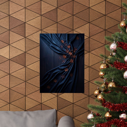 Dark Japandi Silk Drape in Moonlight | Moody Minimal Wall Art Print