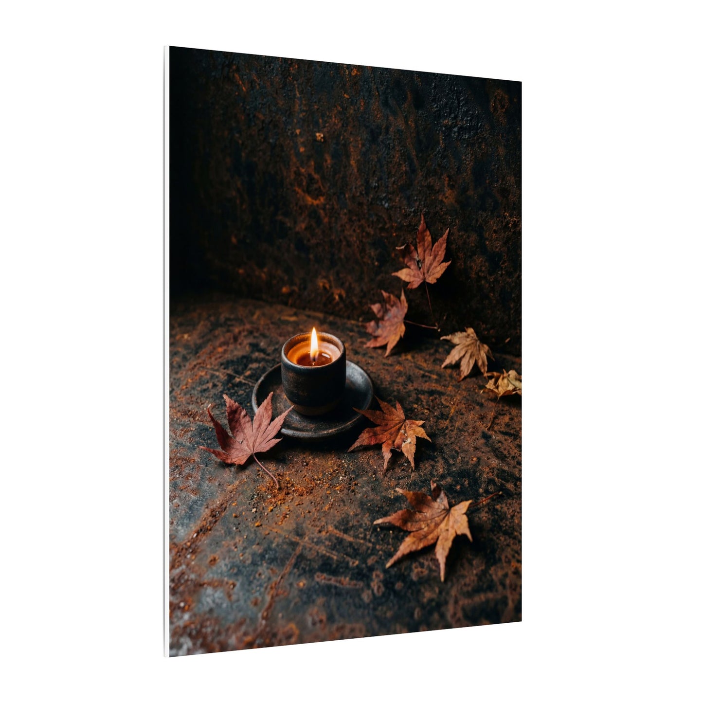 Dark Japandi Rust Patina in Candlelight | Shadow Zen Canvas Art