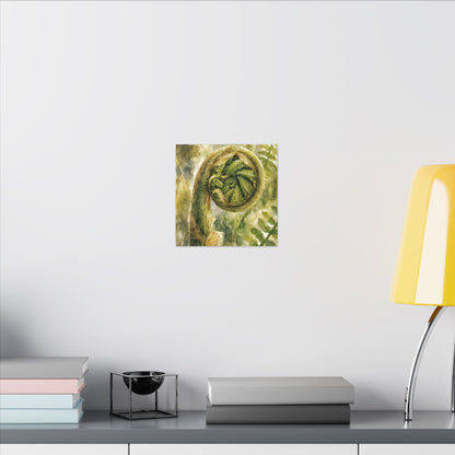 Japandi Fern Unfurling in Dappled | Watercolor Canvas Art