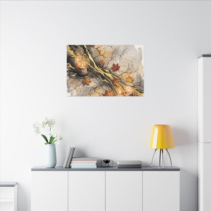 Cracked Earth Autumn Canvas Art | Japandi Warm Design