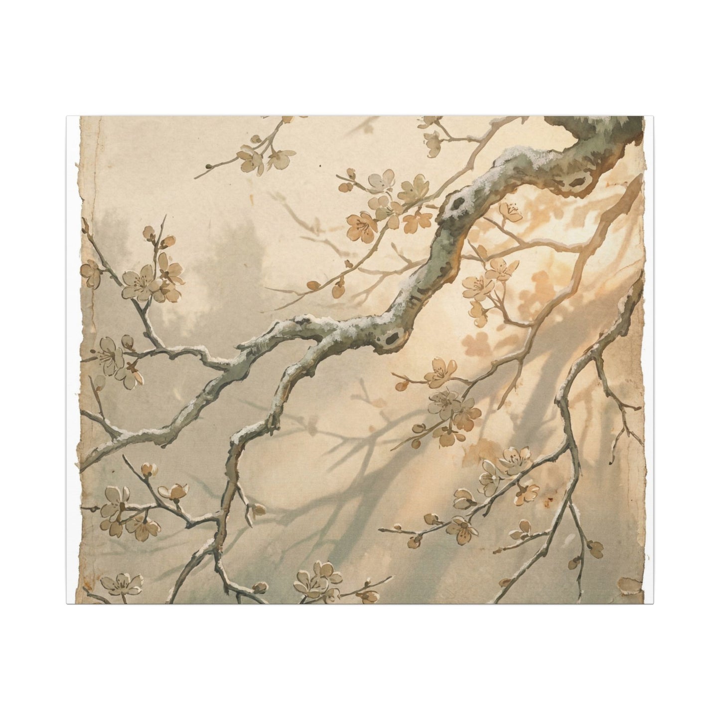 Cherry Blossom Canvas Art | Winter Japandi Japanese Pattern Art