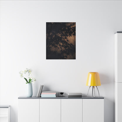 Shadow Play Autumn Canvas Art | Dark Japandi Atmospheric Design