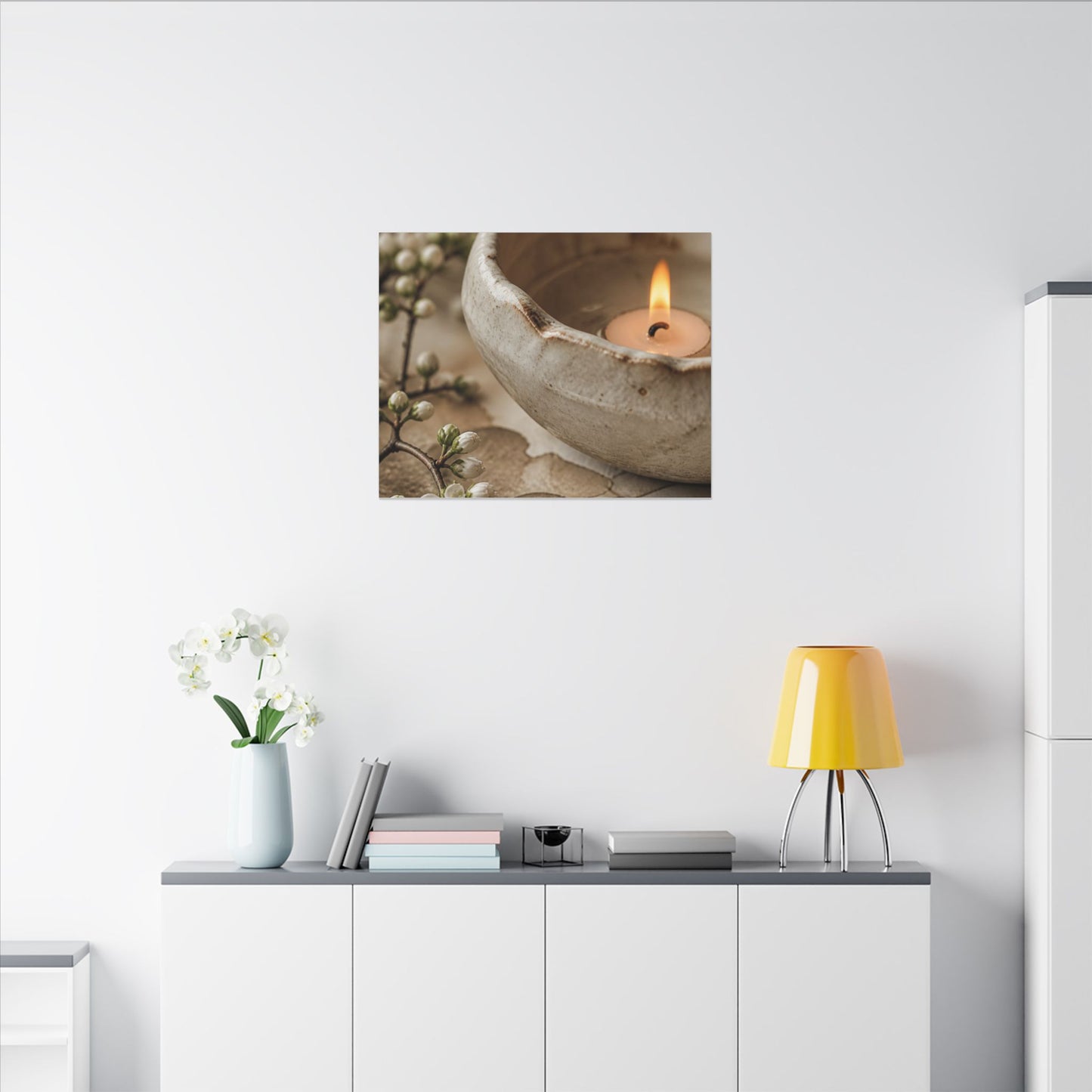 Kanso Ceramic Bowl Canvas Art - Japandi Watercolor