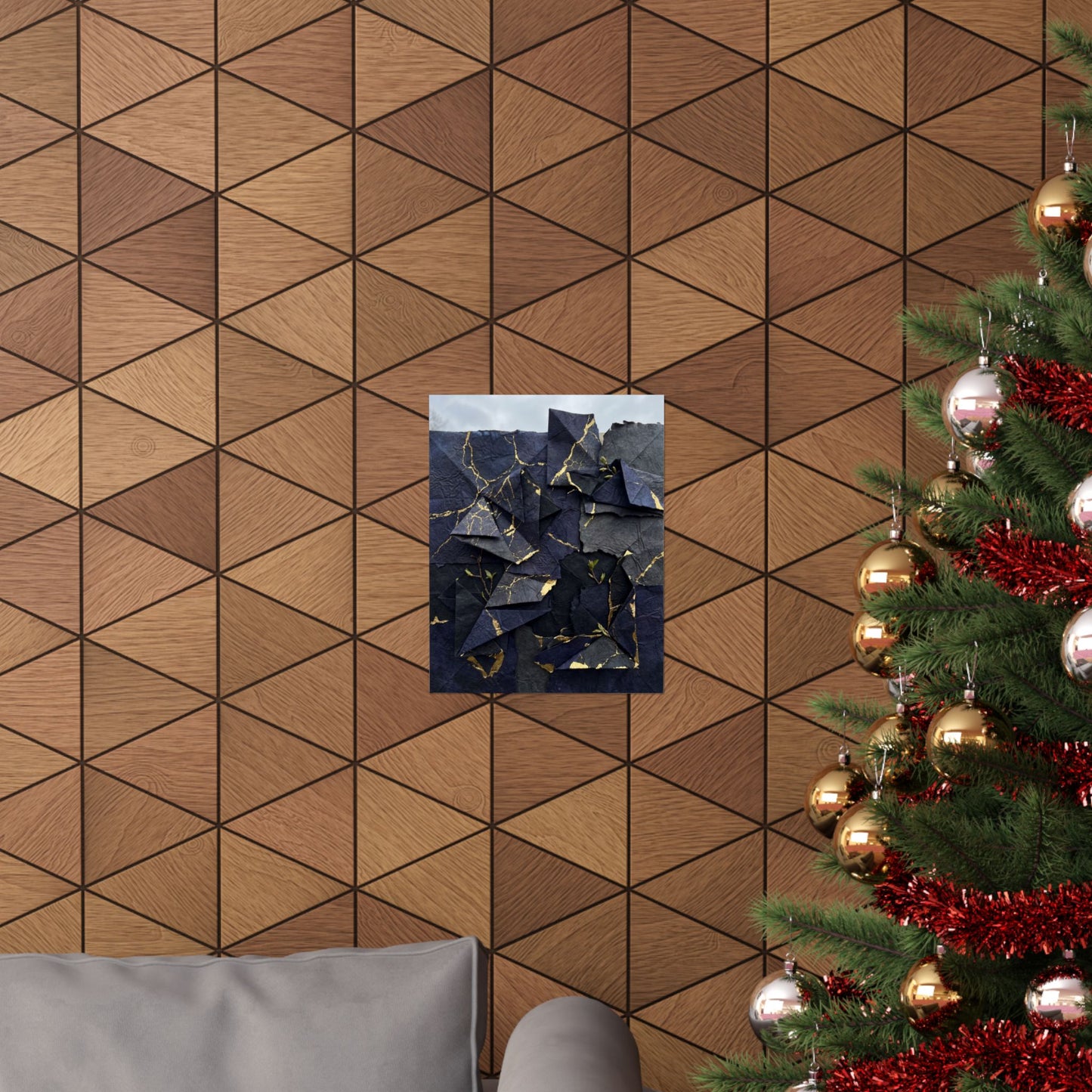 Paper Fold Crackle Gold Wall Art Print | Philosophical Kintsugi Art