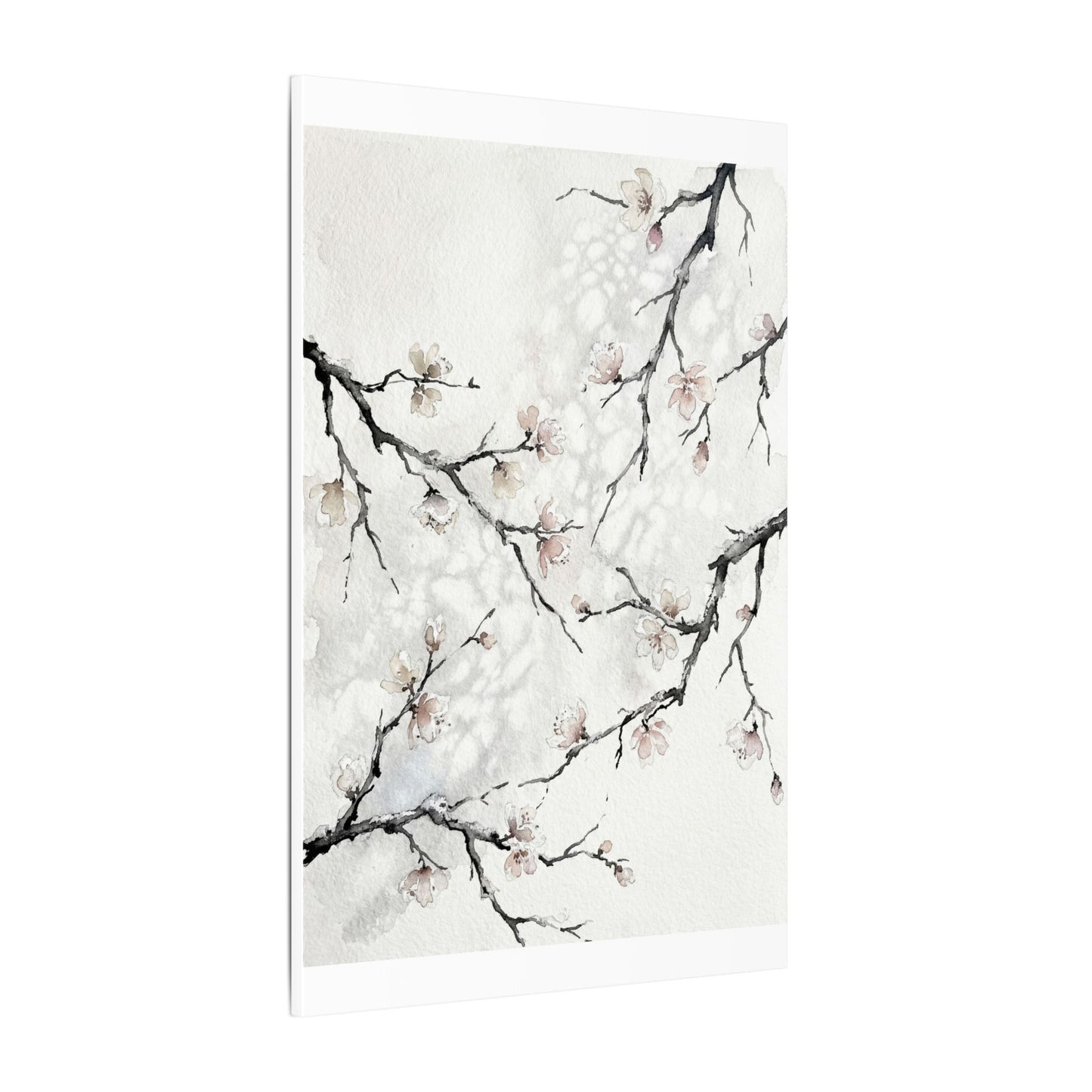 Cherry Blossom Canvas Art | Winter Japandi Watercolor Art