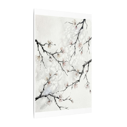 Cherry Blossom Canvas Art | Winter Japandi Watercolor Art