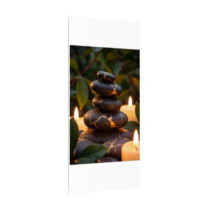 Summer River Stones Gold Vein Canvas Art | Philosophical Decor