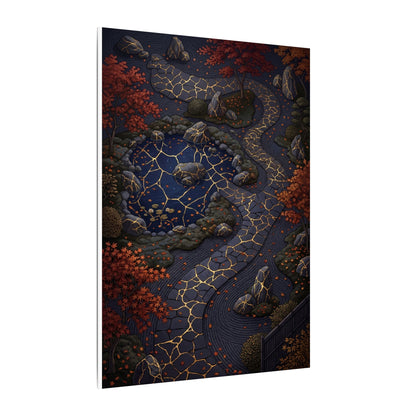 Moonlit Garden Gold Vein Canvas Art | Resilient Kintsugi Art