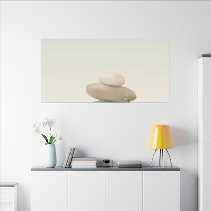 Dawn River Stones Canvas Art - Japandi Fukinsei