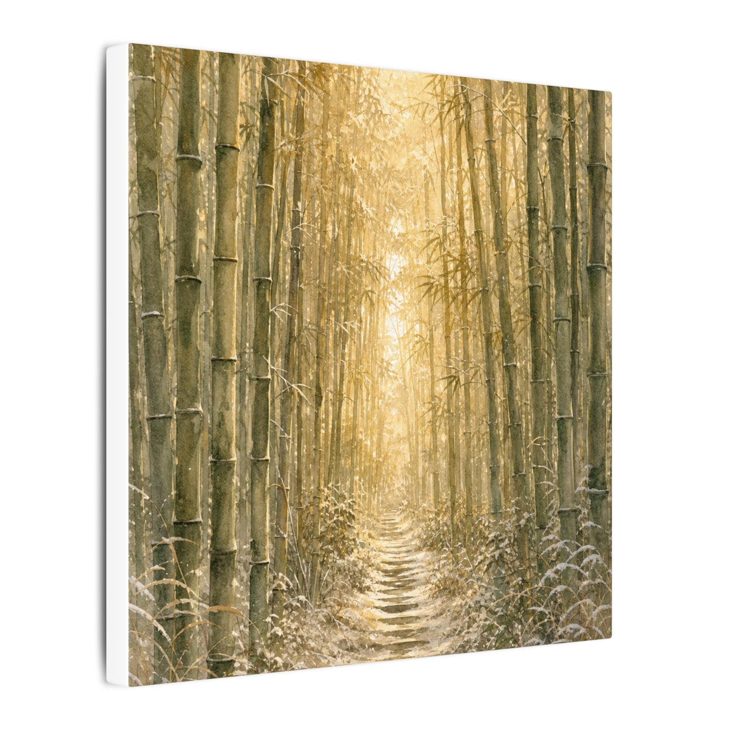 Bamboo Grove Winter Canvas Art | Japandi Elegant Design