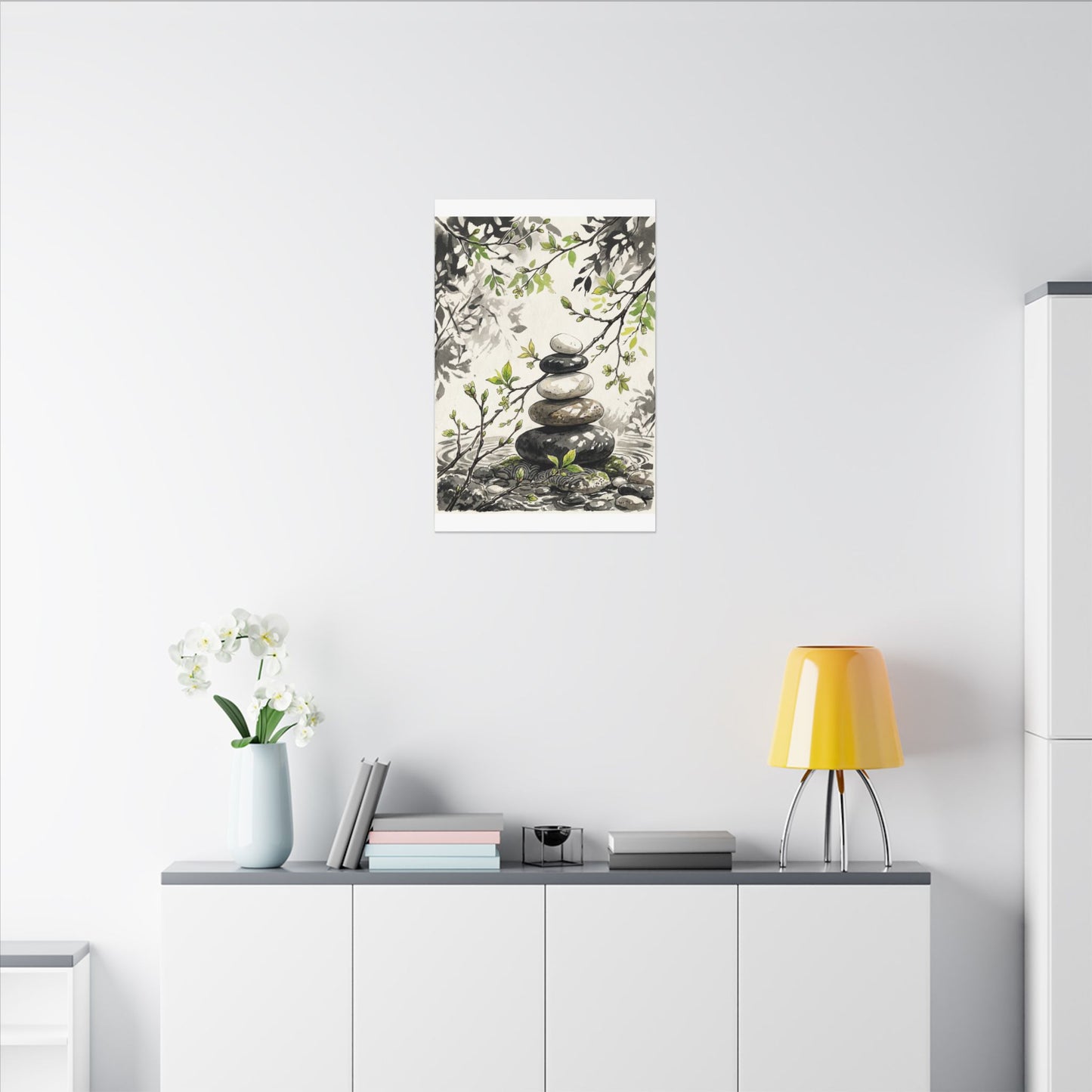 Spring River Stones Japanese Pattern Canvas Art | Elegant Decor