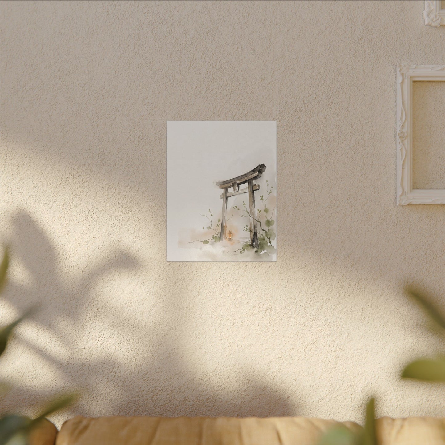 Fukinsei Torii Gate Canvas Art - Japandi Watercolor