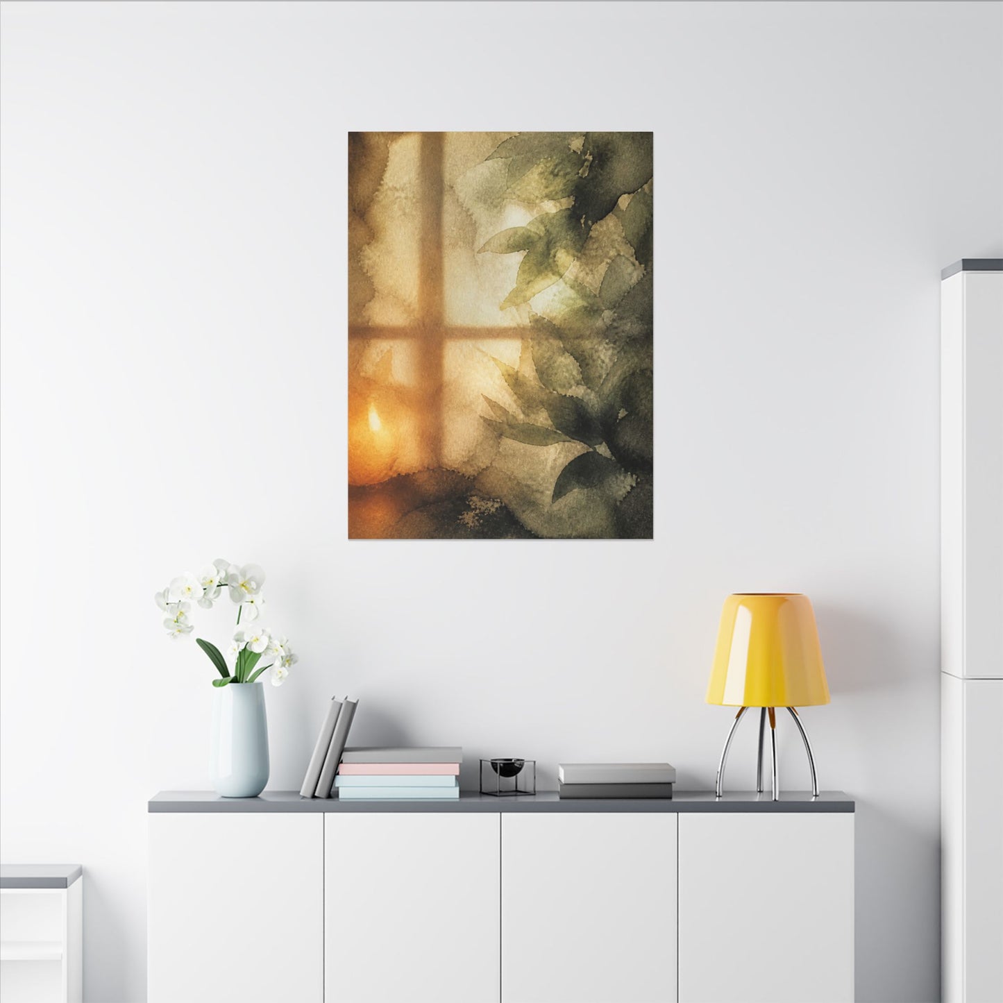 Cozy Shoji Screen Canvas Art - Watercolor Japandi