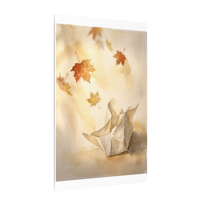 Japandi Paper Fold in Golden Hour | Watercolor Canvas Art