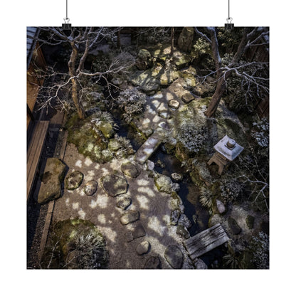 Moonlit Garden Wall Art Print | Winter Japandi Japanese Pattern Art