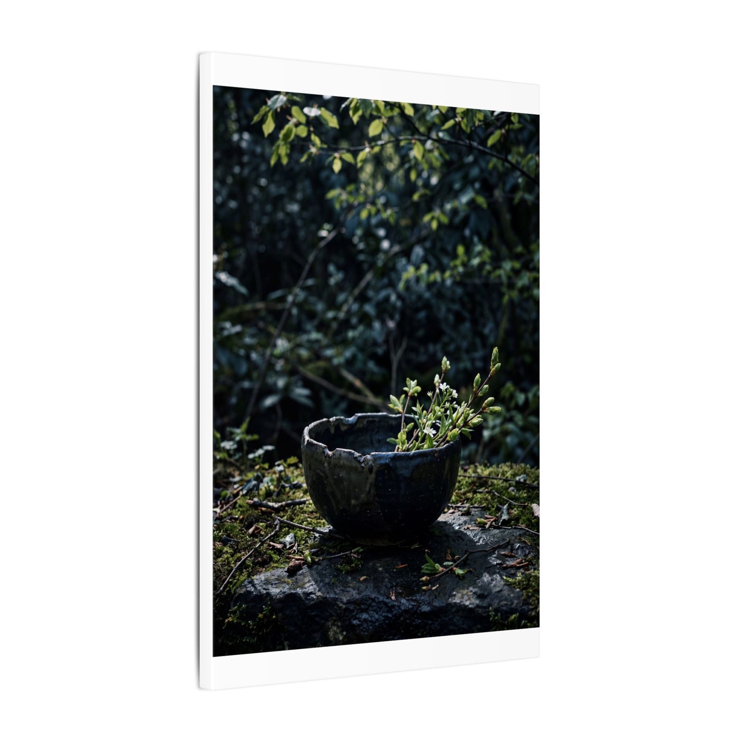Dappled Ceramic Bowl Canvas Art - Dark Japandi Datsuzoku