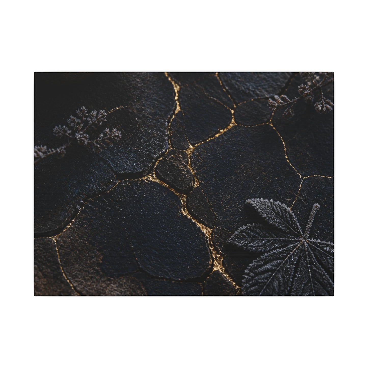 Candlelight Cracked Earth Canvas Art - Dark Japandi Ma