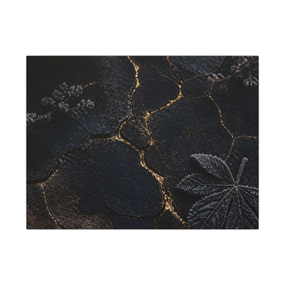 Candlelight Cracked Earth Canvas Art - Dark Japandi Ma