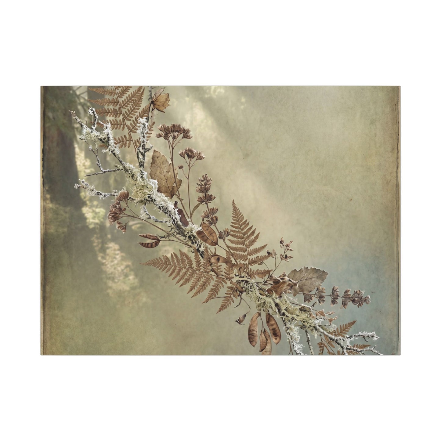 Winter Dried Flowers Forest Whimsy Canvas Art | Earthy Decor