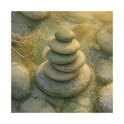 Neutral River Stones Wall Art Print - Watercolor Japandi