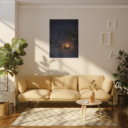 Mono No Aware Rock Garden Canvas Art - Zen Ukiyo E Inspired